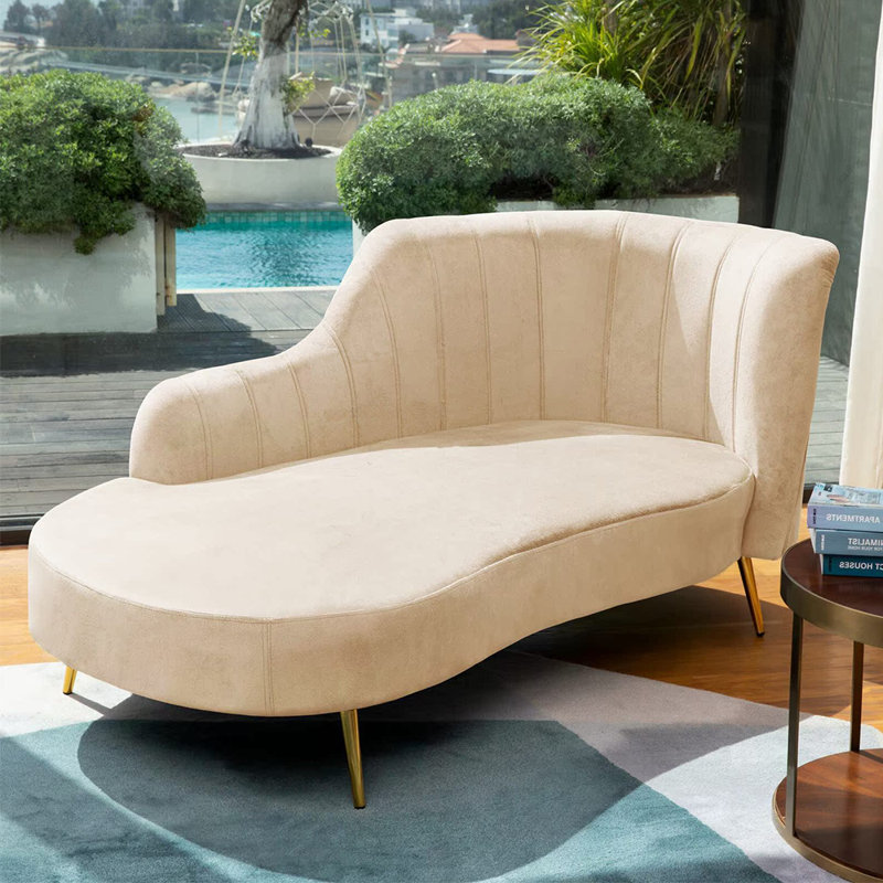Chaise longue élégante, simple, moderne et créative, Orienté à droite, Beige