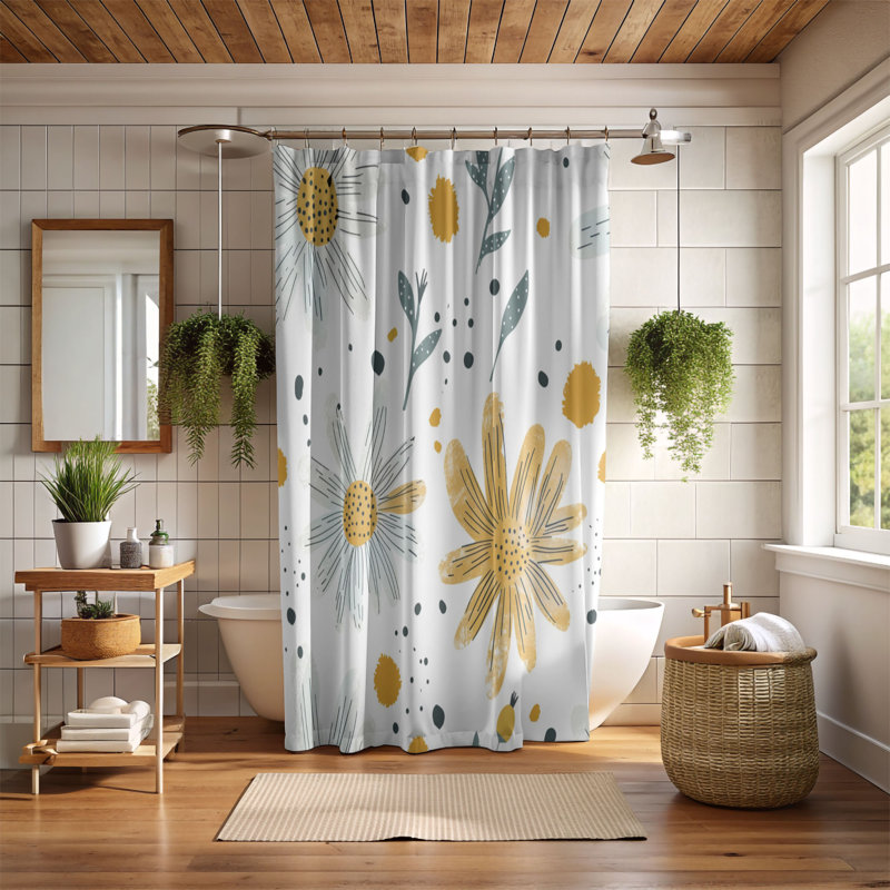 Rideau de douche Daisy Plaid 98, H 74 po x l 71 po
