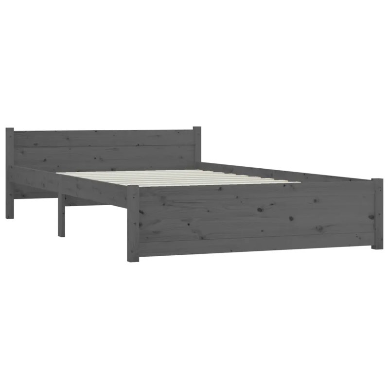 Bed Frame Solid Wood, Grey, Double (4'6)