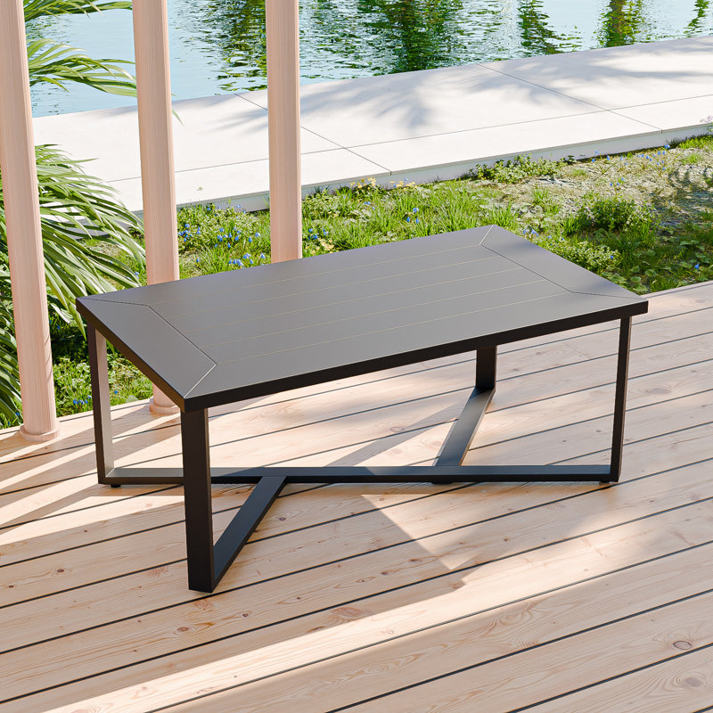 Outdoor Patio Metal Black Large Coffee Tables