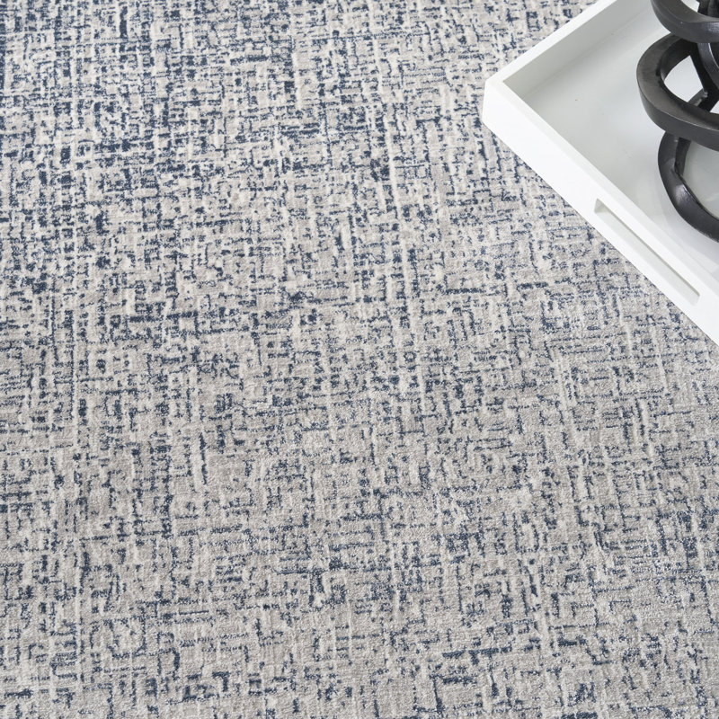 DKNY Grand Street Ivory Blue Modern Indoor Rug, Rectangle 9' x 12'