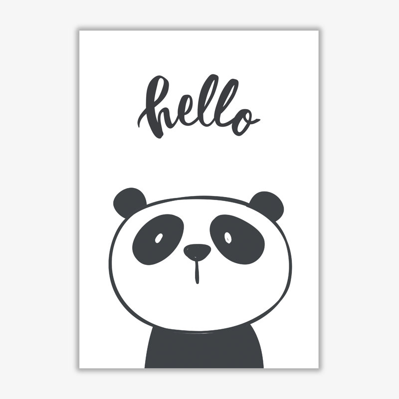 Hello Panda - Rectangle Painting, 30 cm H x 21 cm W x 1 cm D, No Frame