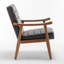 Chaise d'appoint de style Mid-Century moderne avec structure en bois massif et accoudoirs à cadre ouvert, fauteuil en microfibre d'aspect cuir, siège et coussin de dossier rembourrés pour le salon, la chambre et le bureau-1857976830