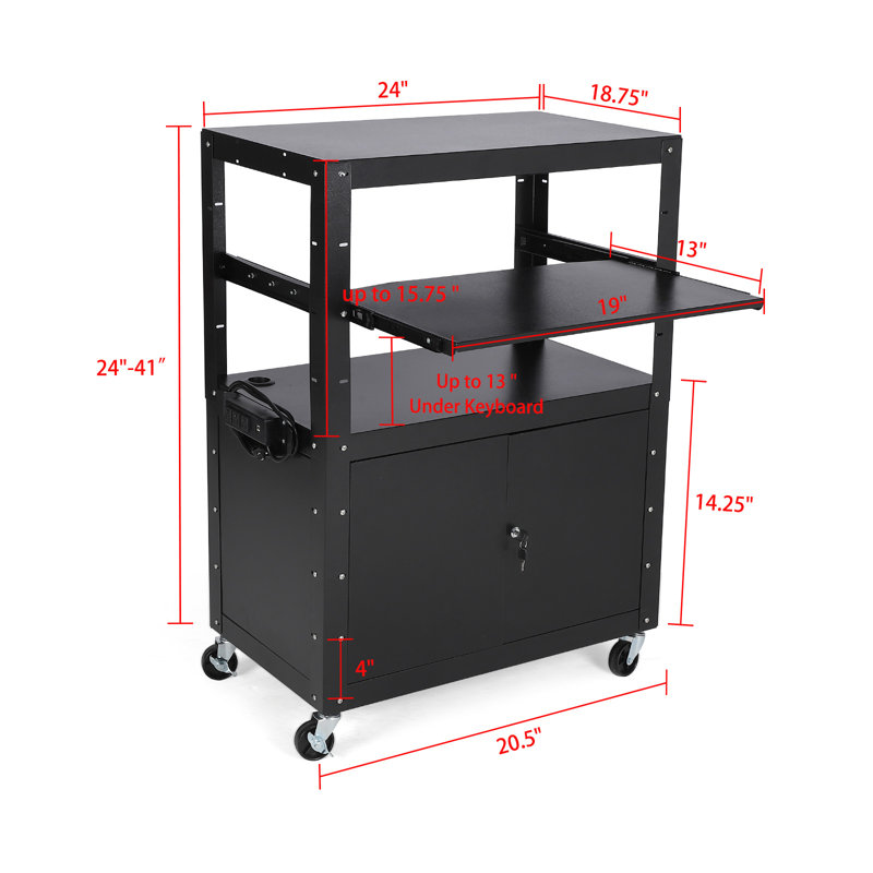 61cm H x 61cm W AV Cart