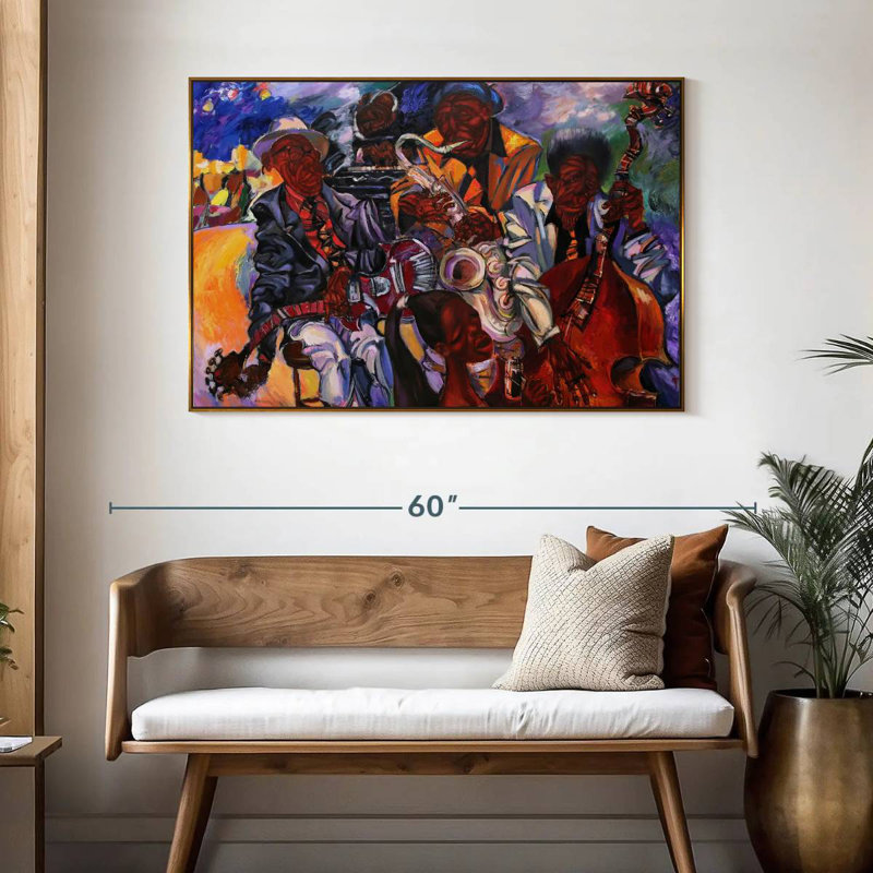 Jazz Band artistes, 46 po x 31 po, Cadre flottant doré