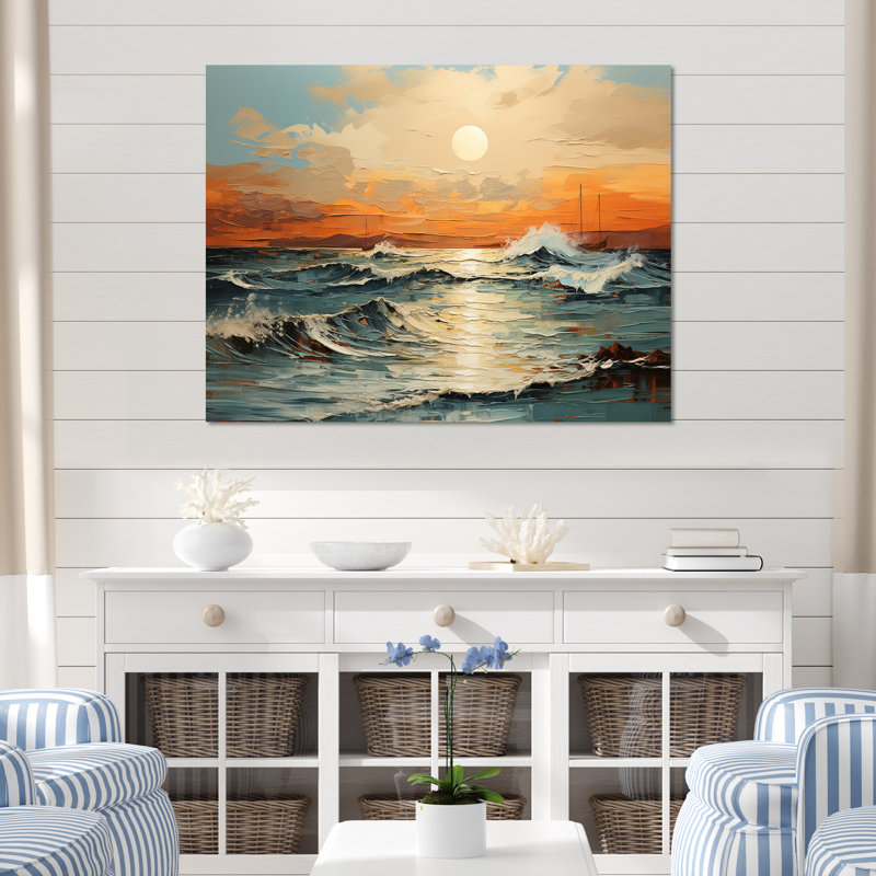 Pierz - plage et océan, reproduction d'art sur toile, Toile tendue, H 16 po x l 32 po
