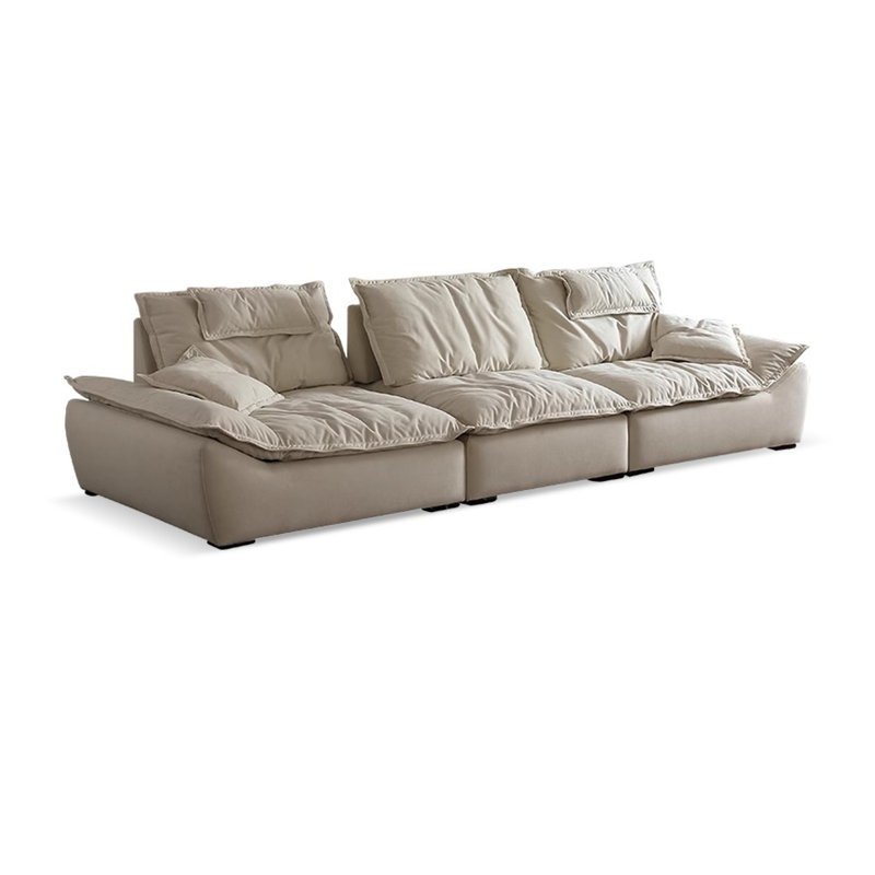 Canapé modulaire en polyester blanc crème, H 36,22 po x l 118,11 po x P 47,24 po, 4