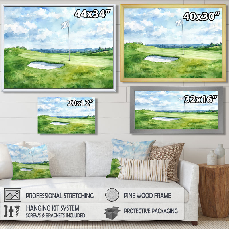 Horizon I - décoration murale de golf, H 16 po x l 32 po, Toile tendue sur cadre, Ne s’applique pas