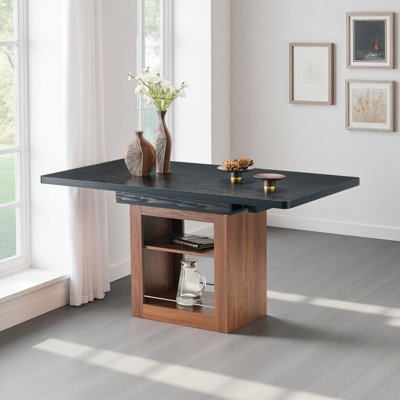 An Expandable Dining Table With Storage Space And A 59 Inch To 71 Inch Expandable Kitchen Dining Table. Rectangular Pull Table With Sturdy MDF Frame