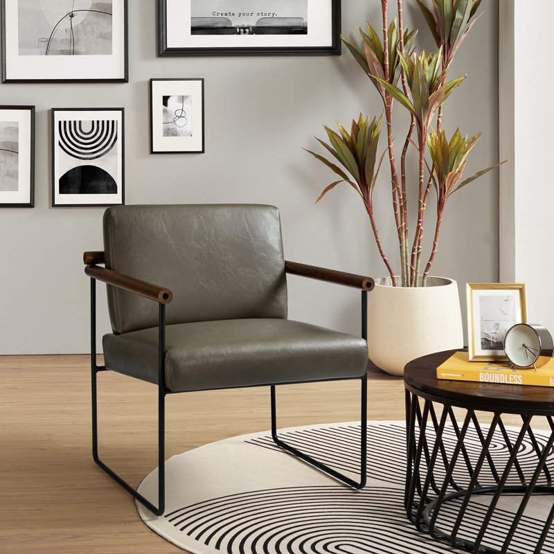 Fauteuil ergonomique en cuir Avelina, Similicuir gris