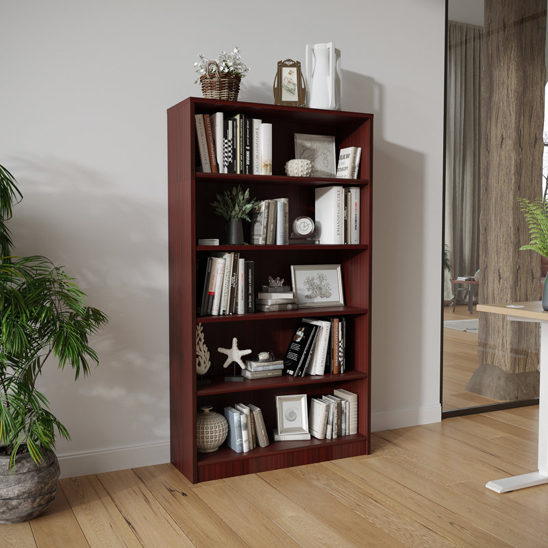 Latitude Run® Gibney Standard Bookcase, (5 Shelves) 59.84” H x 33.07” W x 11.61”D, Mahogany