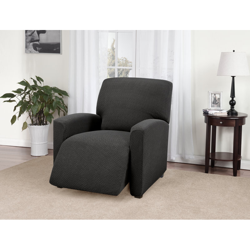 Box Cushion Recliner Slipcover, Charcoal