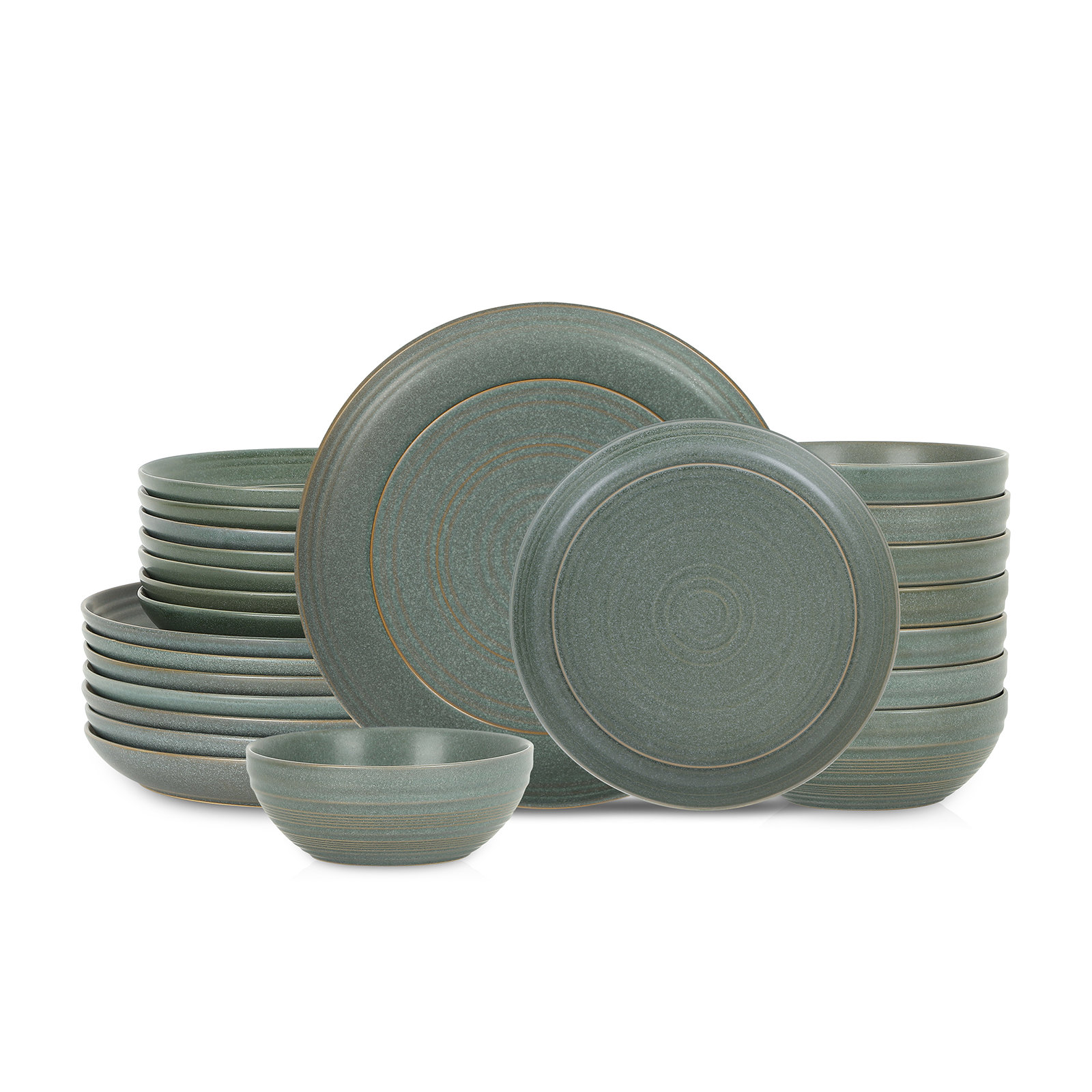 Stone Lain Elio 24-Piece Dinnerware Set Stoneware, Green