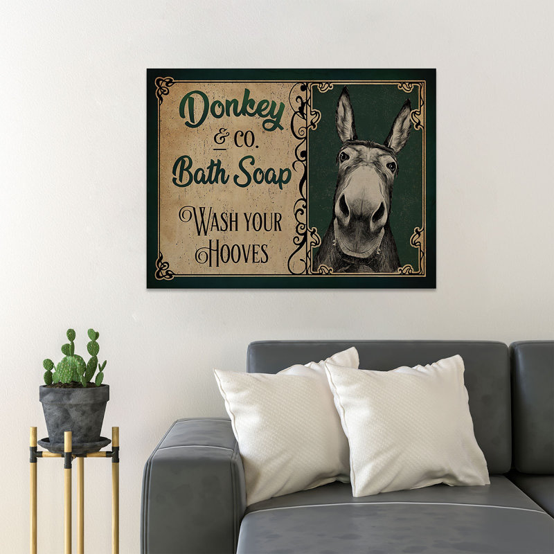 «A Black Donkey Wash Your Hooves», reproduction d'art graphique sur toile tendue, H 11 po x l 14 po x P 2 po