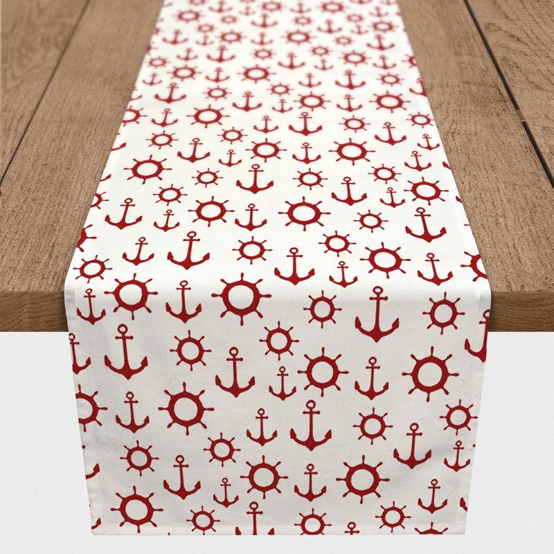 Chemin de table Athos, 90 po x 16 po, Rouge / blanc