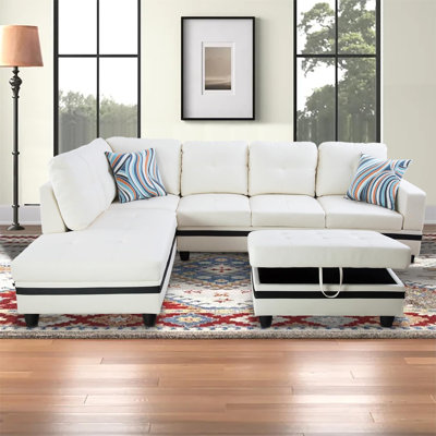 Canapé modulaire en cuir 3 pièces Erville