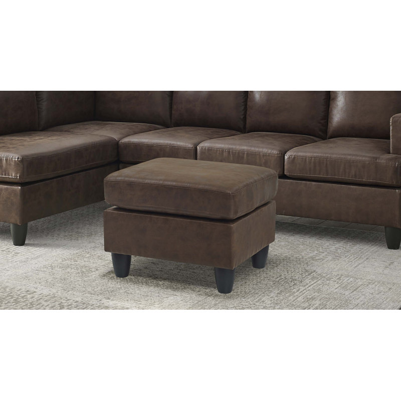 Repose-pieds Sierra en similicuir, Marron foncé