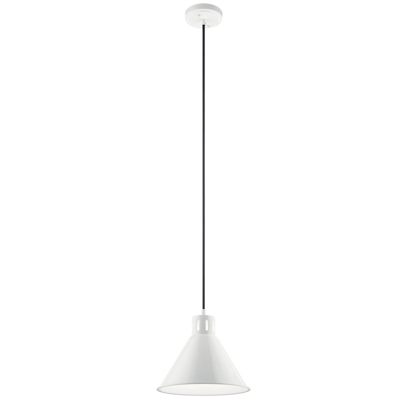 Luminaire suspendu en métal blanc 1 lumière 10,75 po Porterfield, Blanc