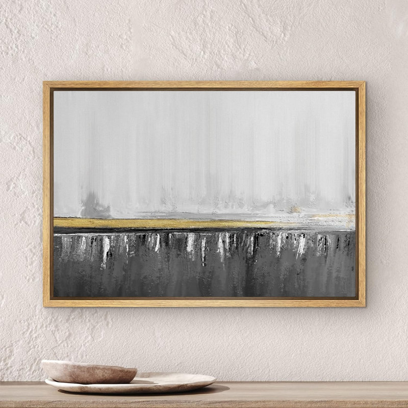 «Minimal Landscape IDEA4WALL», reproduction d'art sur toile encadrée, peinture à l'aquarelle or gris, collage, formes abstraites, illustrations, art moderne, éléments décoratifs colorés pour le salon, la chambre à coucher, le bureau, impression s