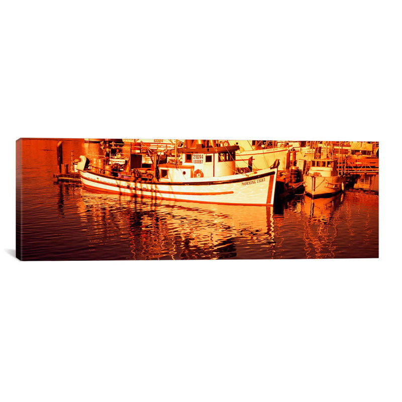" Fishing Boats In The Bay, Morro Bay, San Luis Obispo County, California, USA " by Panoramic Images, 16" H x 48" W x 1.5" D