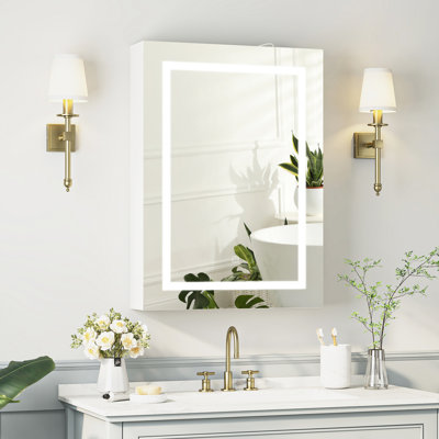Aydelotte Lighted Mirror Cabinet with 3 Shelves, 50cm Wx 70cm Hx 13.5cm D 