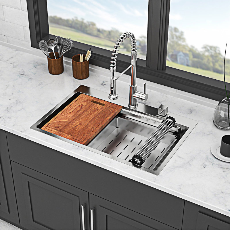 Drop In Kitchen Sink Topmount Single Bowl