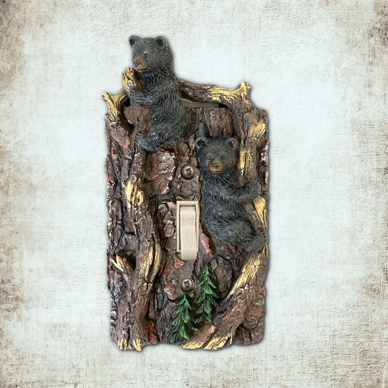 Wall Plate Cover in Black Bear Climibing on Tree Branch Design