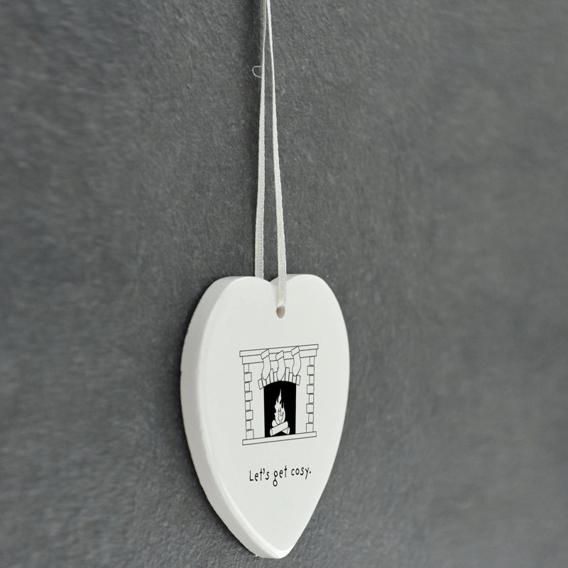 Lets Get Cosy Heart Shaped Ceramic Ornament