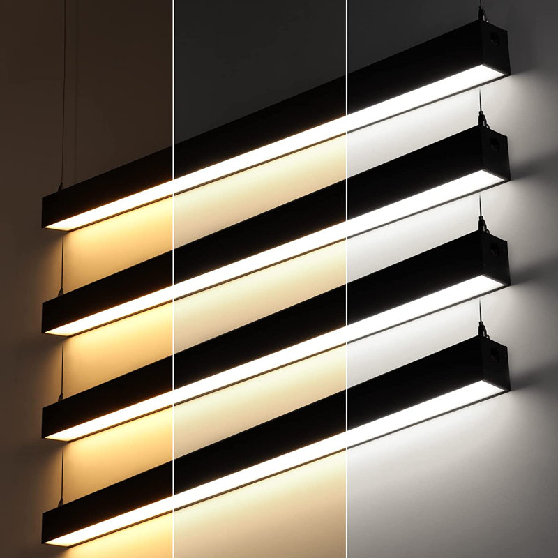 Lumières linéaires à DEL de 4 pi 100-277 V à DEL de qualité commerciale, intensité variable 4600LM 40W, 3CCT, Noir