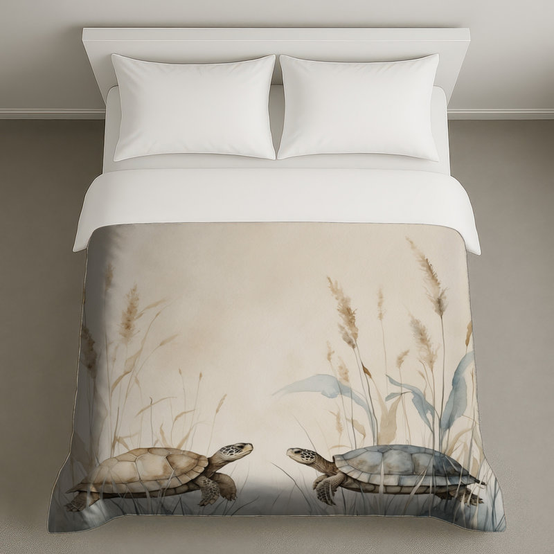 Housses de couette Tortues dans l'herbe, Lit simple