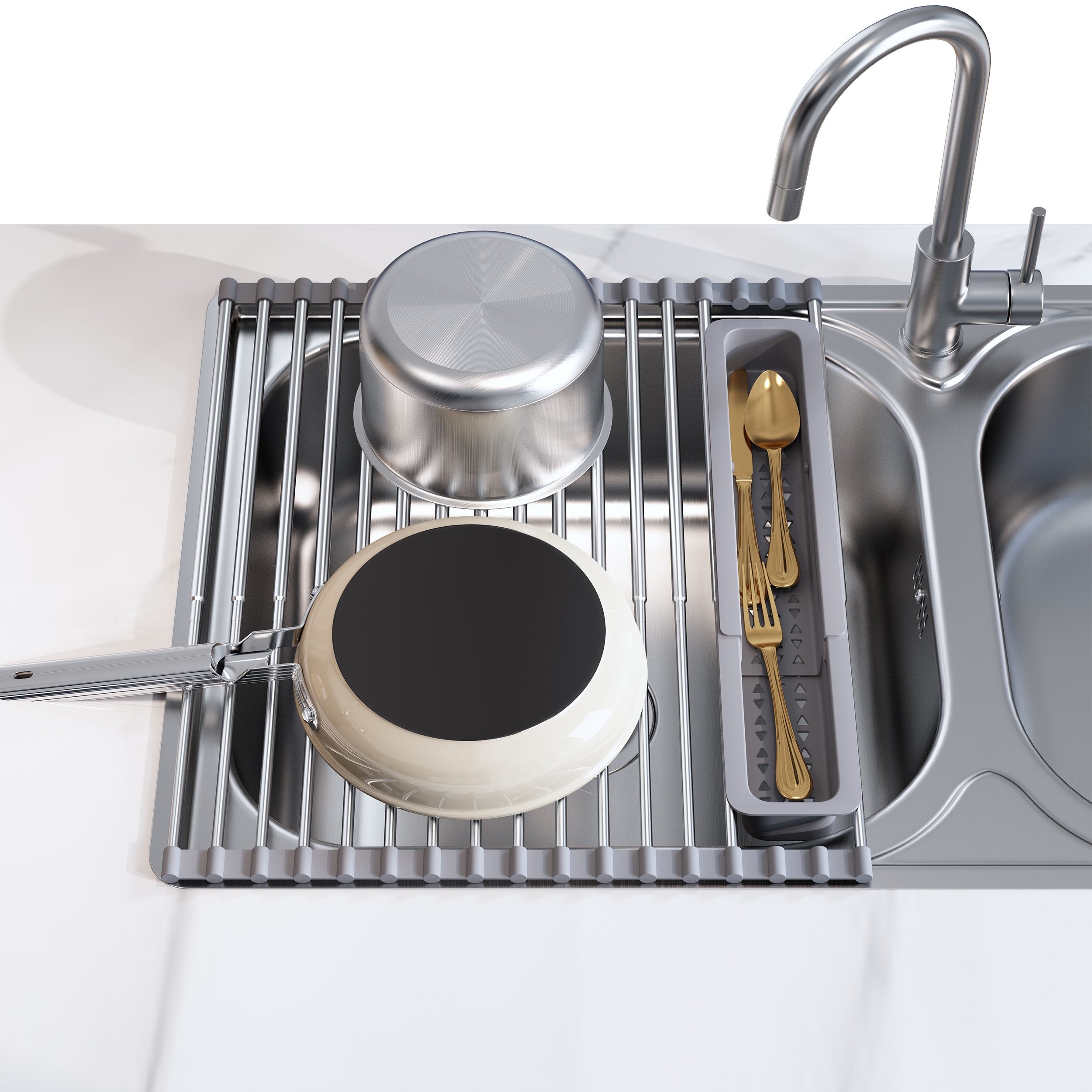 MAJALIS Adjustable Stainless Steel over the Sink Dish Rack | Wayfair
