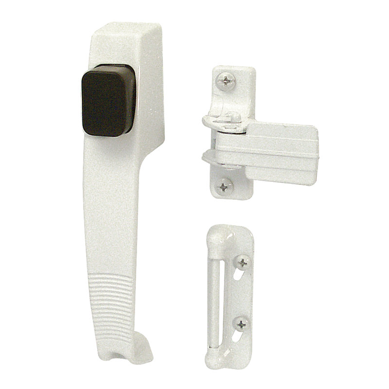 Push Button Latch with Tie Down, White (1 Set), 1.625" H x 4" W x 7.5" D, White