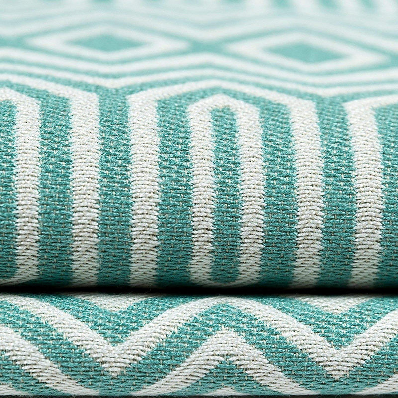 Madsen Geometric Rectangular Throw Cushion, Turquoise Duck Egg Blue, 30 x 50cm