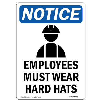 Employees Must Wear Hard Hats Sign