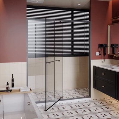 60.In W X 72.In H Pivot Opening Shower Door  - 1/4 " Thick Clear Tempered Glass Swing Shower Door With Stainless Steel Handle