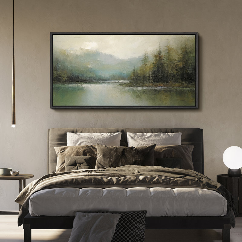 Tranquil River Andest, reproduction encadrée, H 30 po x l 60 po x P 1,5 po, Black