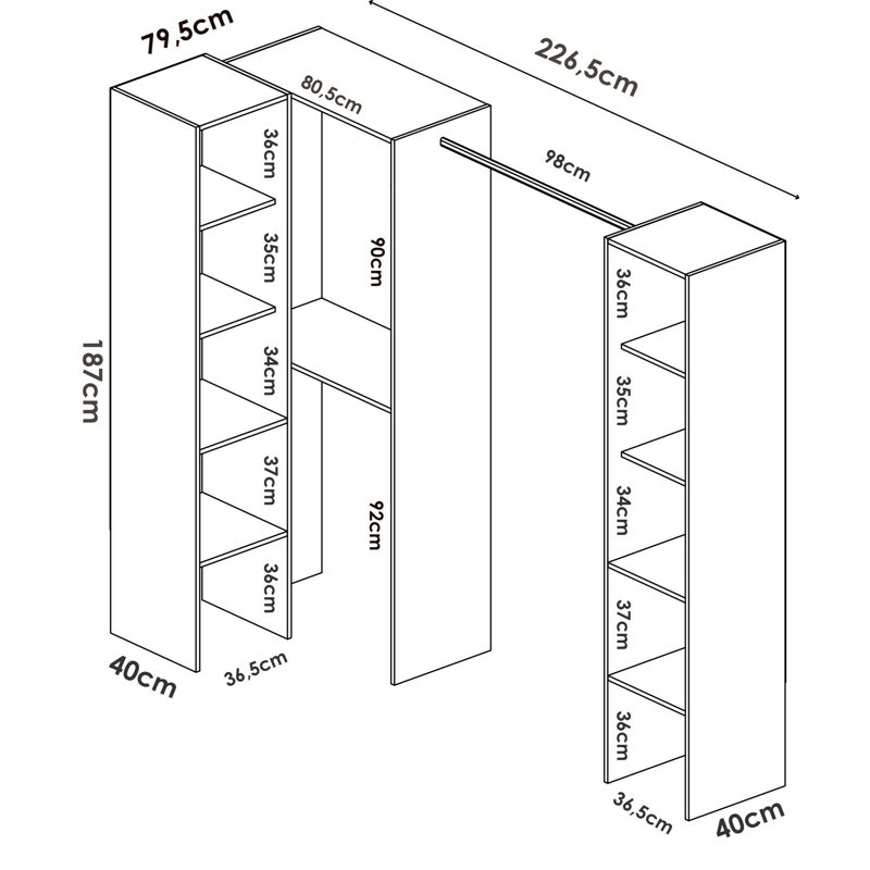 Modine 226.5cm Closet System