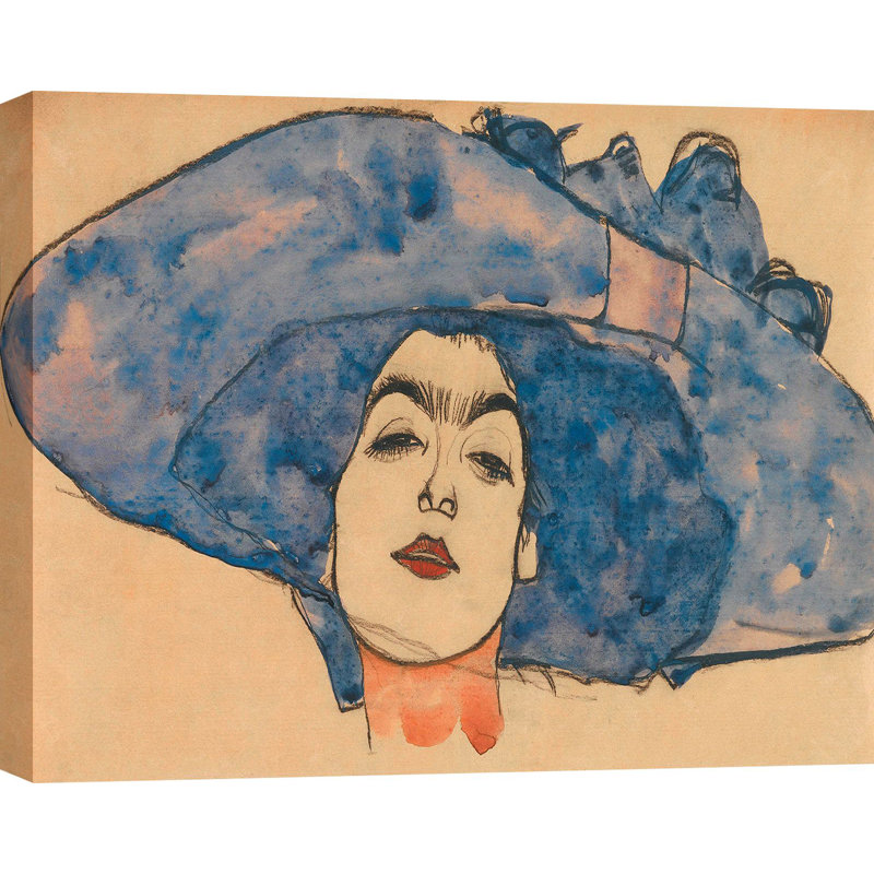 3SC6329 Eva Freund In Hat by Egon Schiele - Wrapped Canvas Painting, 70cm H x 100cm W x 4cm D
