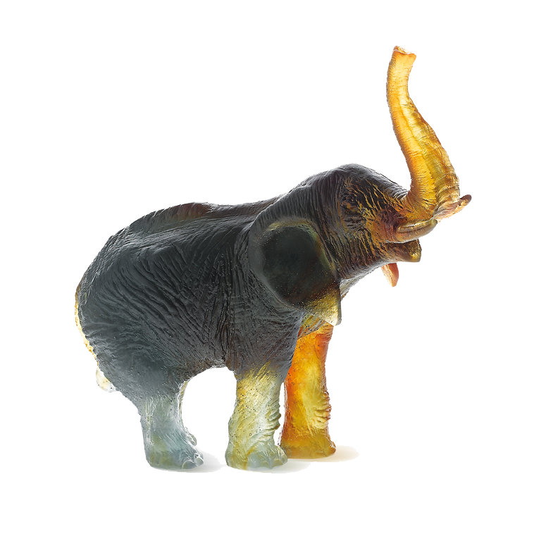 Elephant by Jean-François Leroy Figurine, Amber/Green, 8.8" H x 3.9" W x 9" D