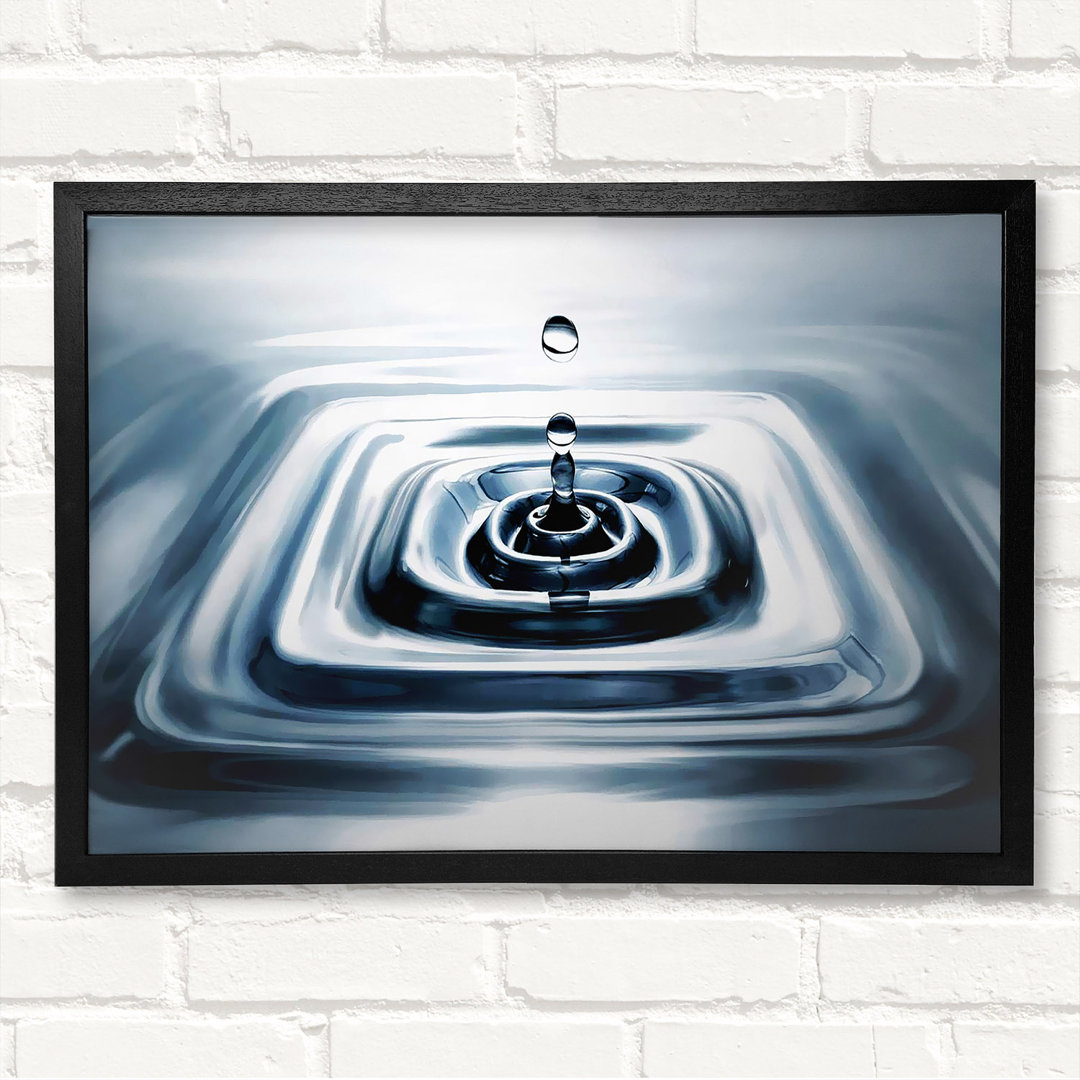 Gerahmtes Wandbild Silver Water Droplet