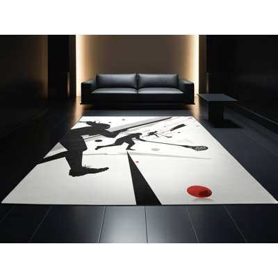 Tapis blanc audacieux et éclectique Cain Lacrosse