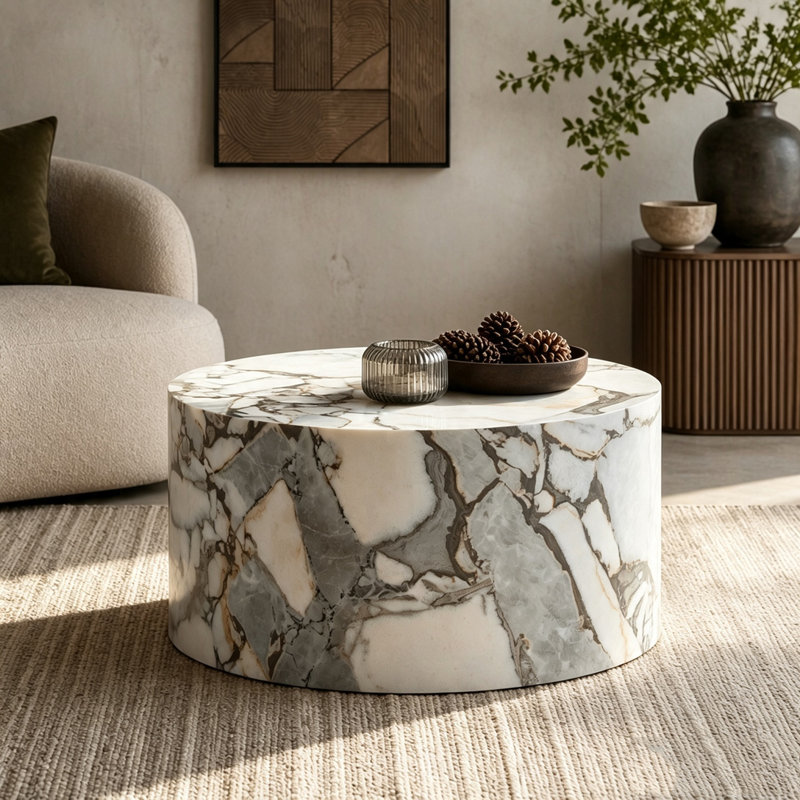 Table basse ronde, Blanc