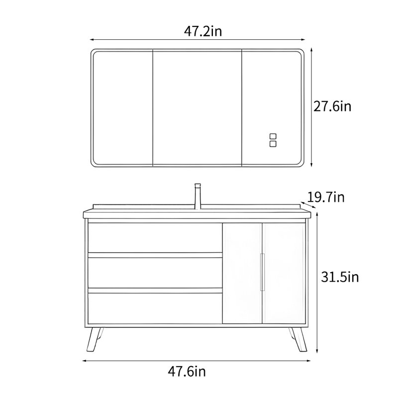 Armoire de salle de bain brune rétro de style chinois
