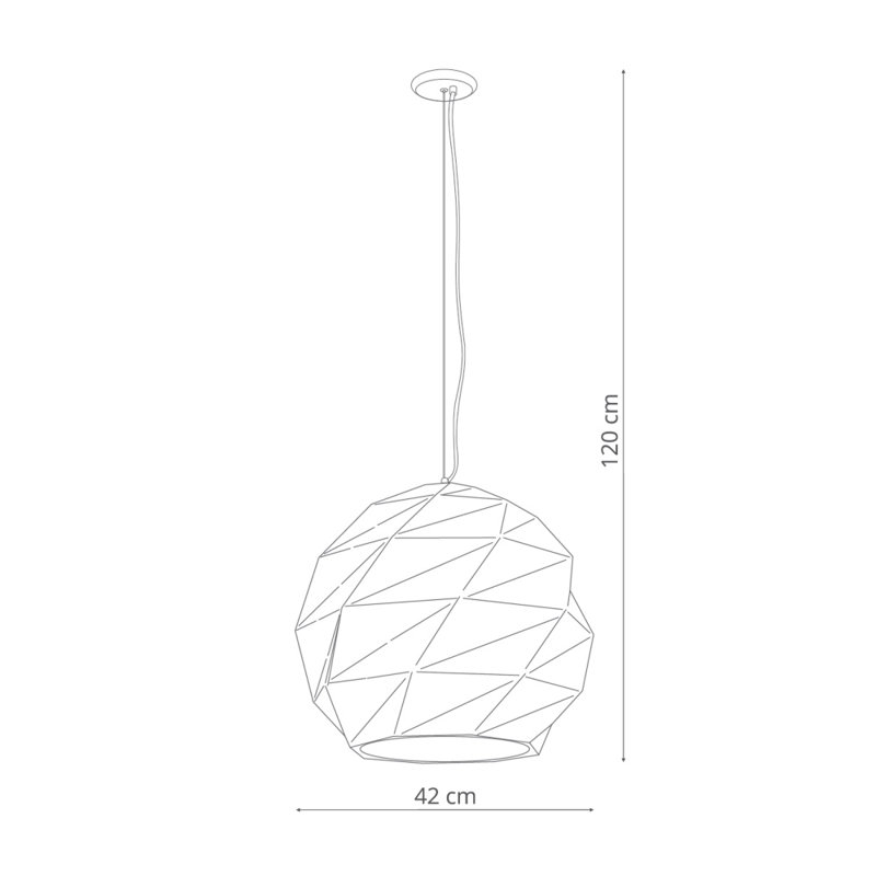 Jaina 3 - Light White Sphere Pendant, 120 cm H x 40 cm W x 40 cm D