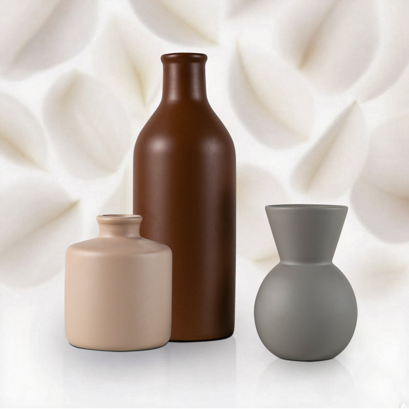 Ensemble de 3 vases en céramique parfaits pour les centres de table, Brun