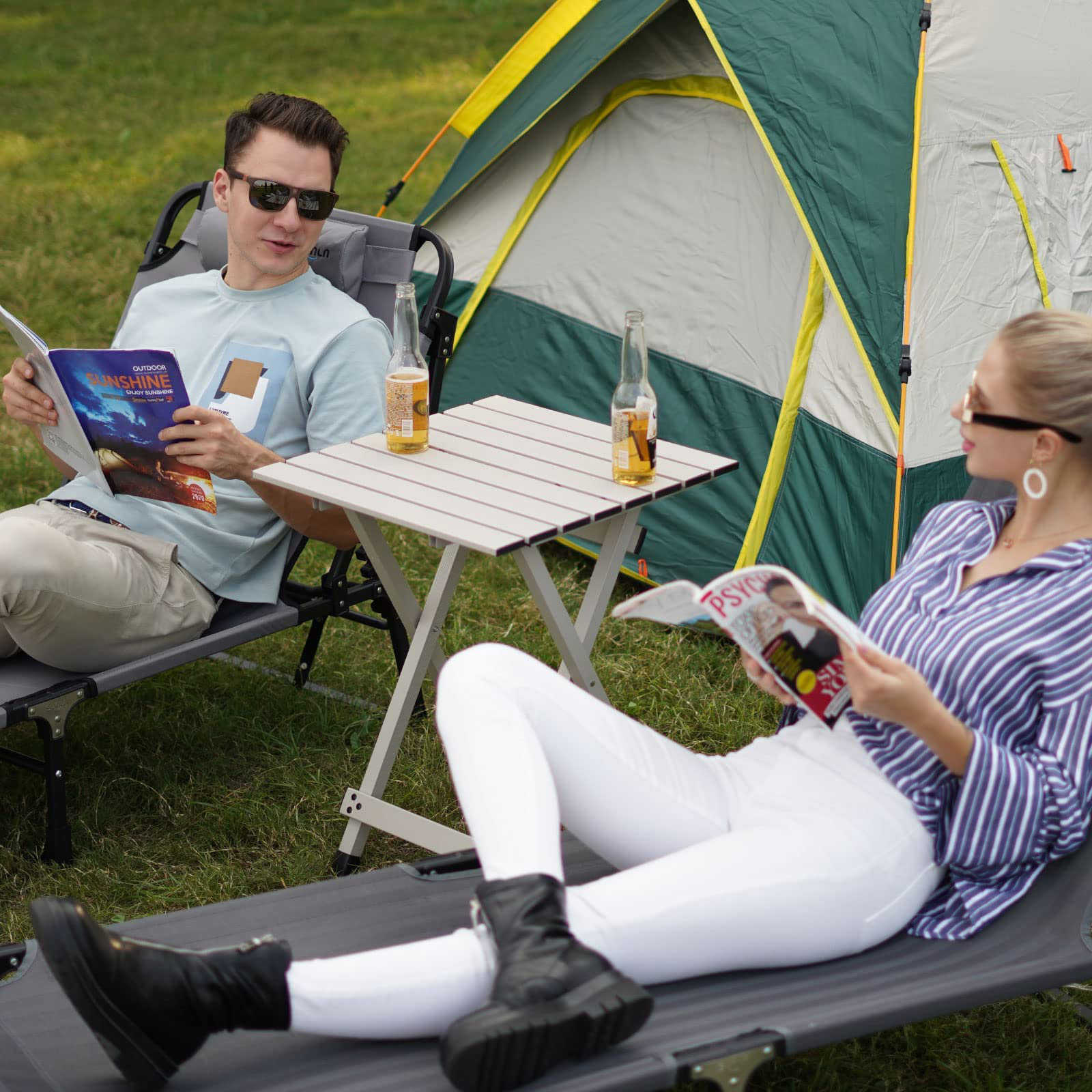 Inbox Zero Folding Camping Table - Lightweight Aluminum Portable Picnic ...