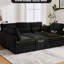Black Chenille 85.4" Sectional With Movable , Two Charging Ports, Phone Holder, And Soft Seating Experience Multi - Functional L Shaped Modular Built In Comfortable Lumbar Support Material-1645719098-1645719077
