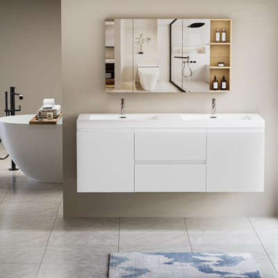 Meuble-lavabo flottant avec lavabo et meuble-lavabo