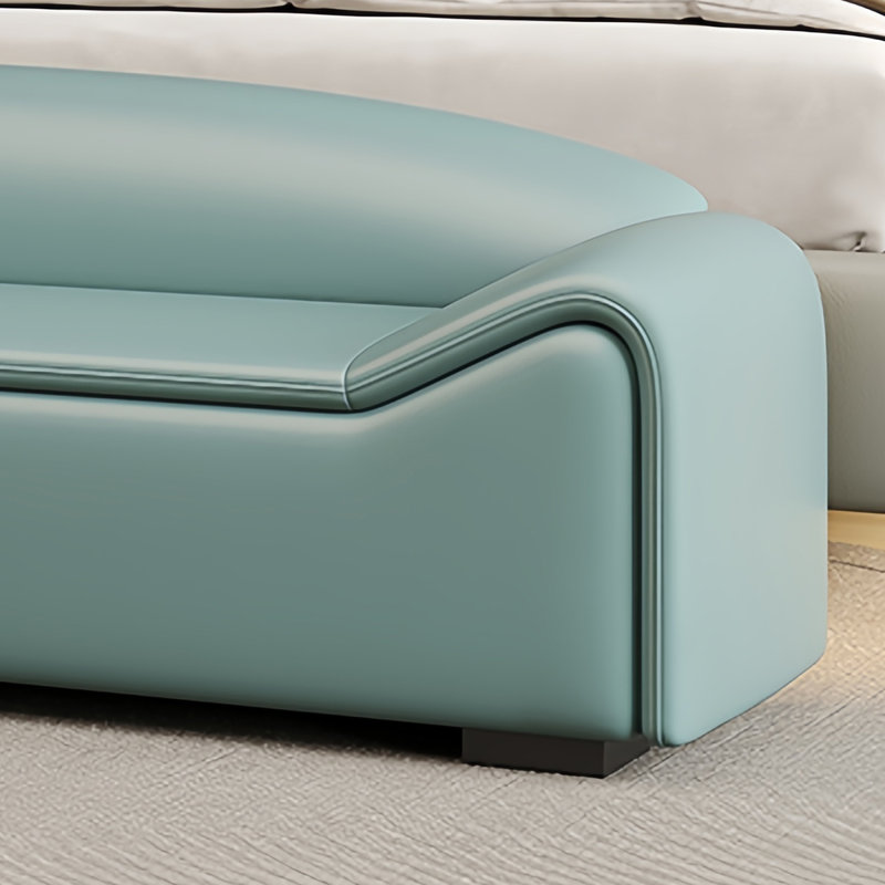 Banc rembourré en cuir Cardon, H 23,62 po x l 59,05 po x P 19,68 po, Bleu paon