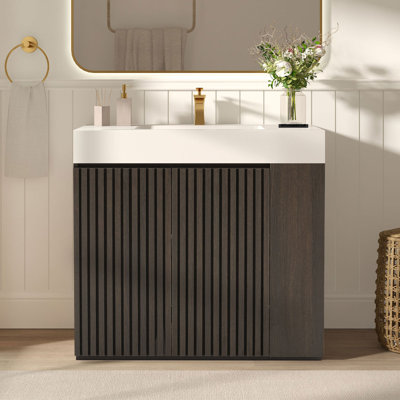 36" Bathroom Vanity with Solid Surface Top